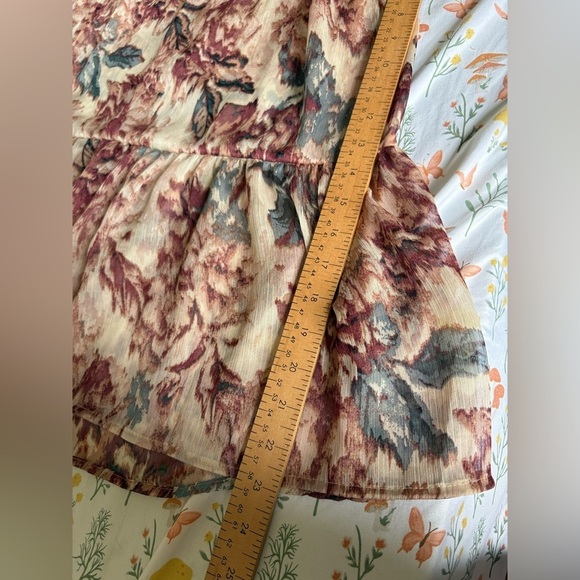 Black Tape floral chiffon balloon sleeve sheer dress small oversized - Picture 6 of 9